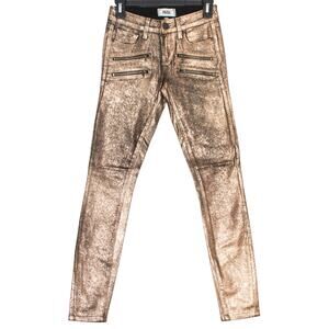 Paige Jeans Edgemont Ultra Skinny Edgy Biker Retro Glam Rock Copper Crackle 25